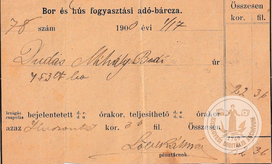 Bor és húsárú fogyasztási bárcza
